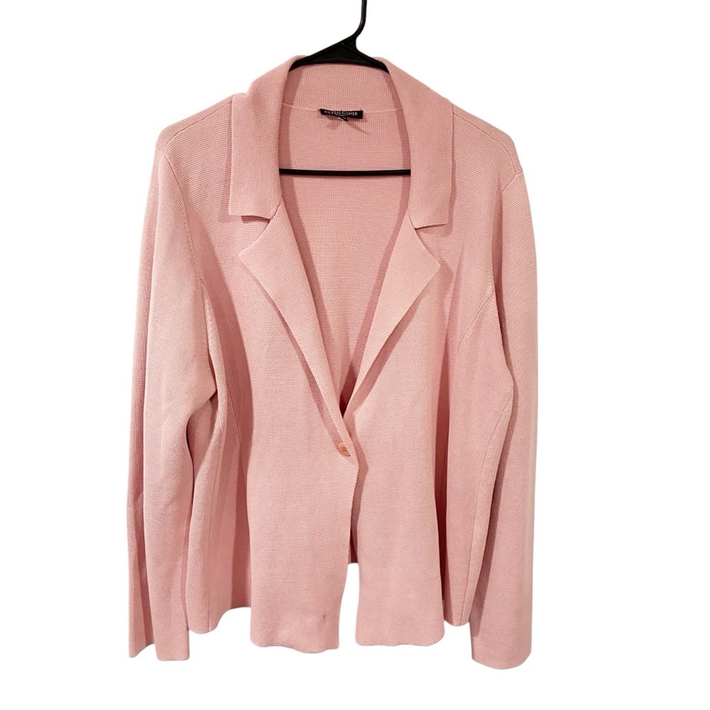 Eileen‎ Fisher Plus Size Blush Pink Silk Blend One Button Blazer Size 1X